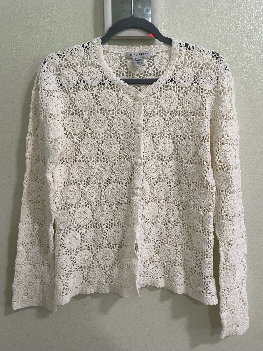 Cream Crochet Cardigan Nine West 2010s
